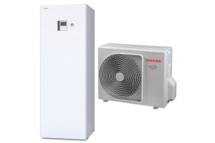 Toshiba HWT-801HW-E / HWT-1101F21MT9W-E ESTIA All-in-One Hydrobox (R32, 1 fázis, 9 kW-os elektromos patronnal, beépített HMV tartállyal)